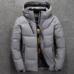 AKSR Men's Winter Down Jacket Coat White Duck Down Jackets with A Hood Thick Thermal Warm Outwear Puffy Jacket Doudoune Homme