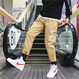 Men's Streetwear Pants Multi Pockets Cargo Harem Pants Hip Hop Casual Male Track Pants Joggers Trousers Fashion Harajuku Pants