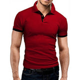 2019 New Summer  Mens Polo Shirt Short Sleeve Turn-over Collar Slim Tops Casual Breathable Solid Color Business Shirt